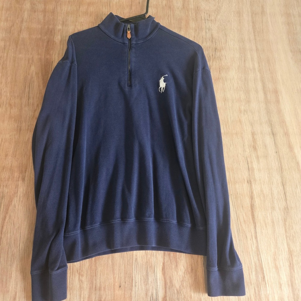 Polo Golf Ralph Lauren Mens Navy Blue Quarter Zip Pullover Sweater Size M